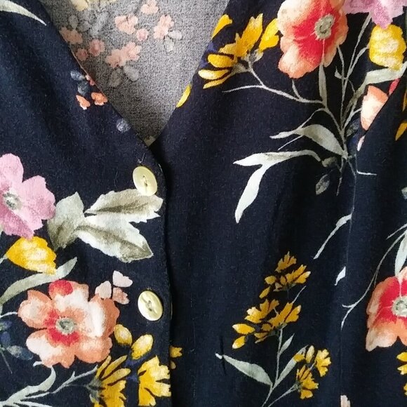 🌸 Forever 21+ Floral Button-Front Navy Mini Dress – Size 2X - Plus Size - Picture 9 of 9